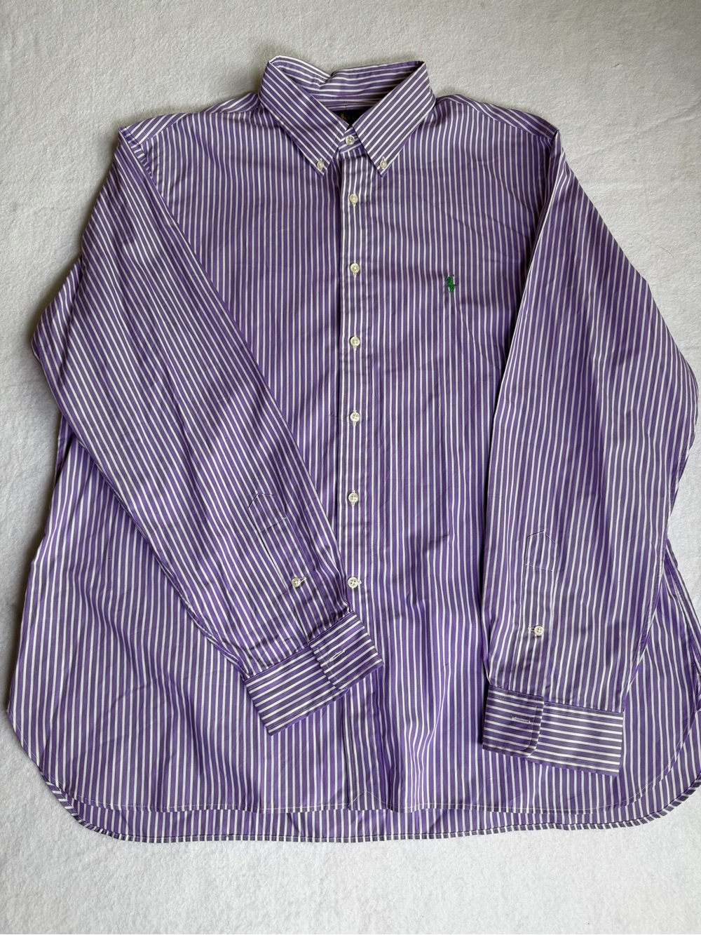 Ralph Lauren Purple and White Striped Button-Down Shirt XXL